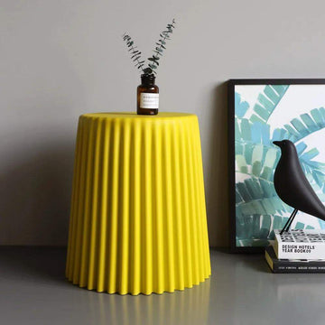 Modern Side Table Round End Table Sofa Side End Table PP Plastic in Yellow-Richsoul-End & Side Tables,Furniture,Living Room Furniture